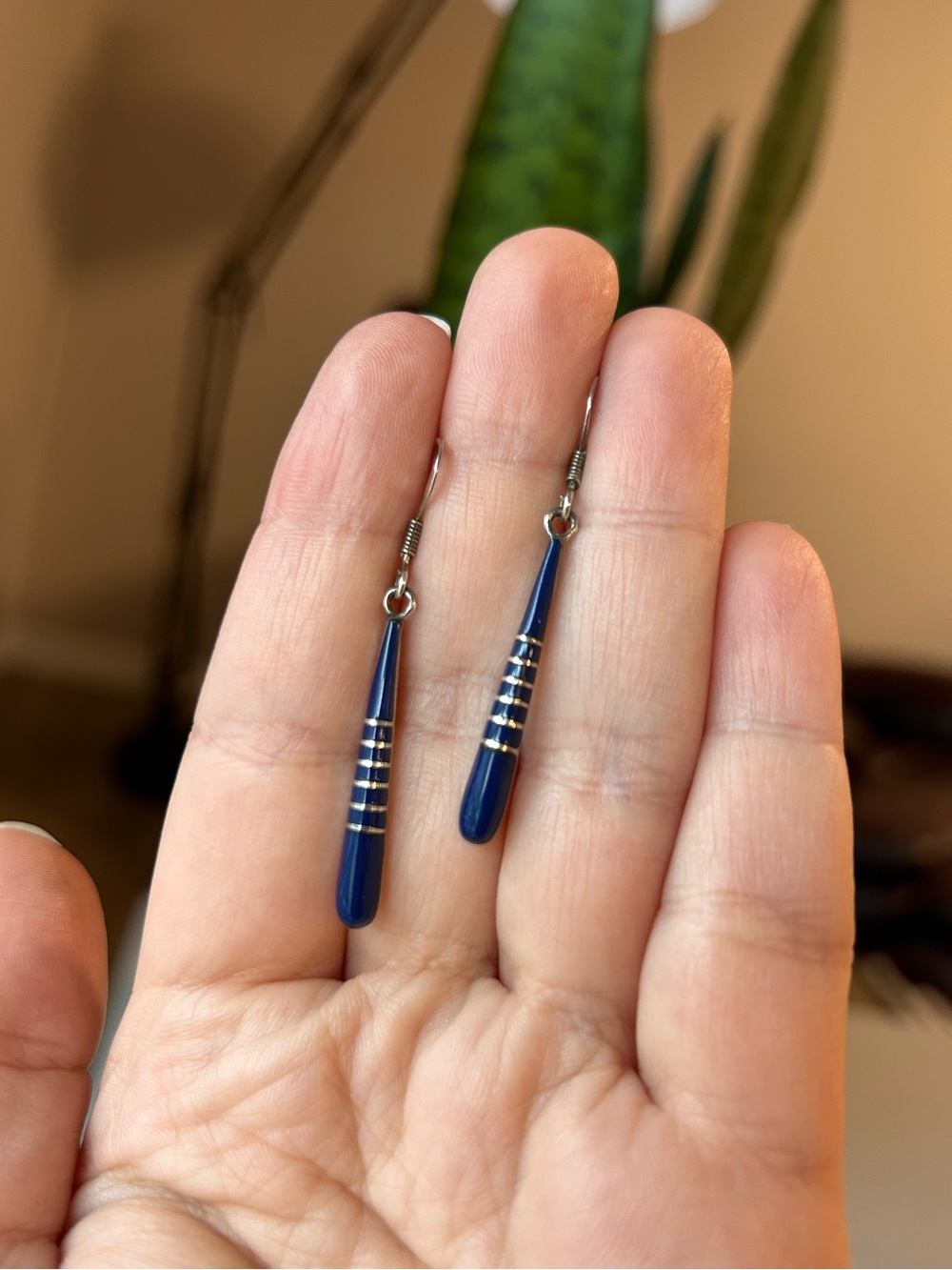 Sterling silver lapis drop dangle earrings 925